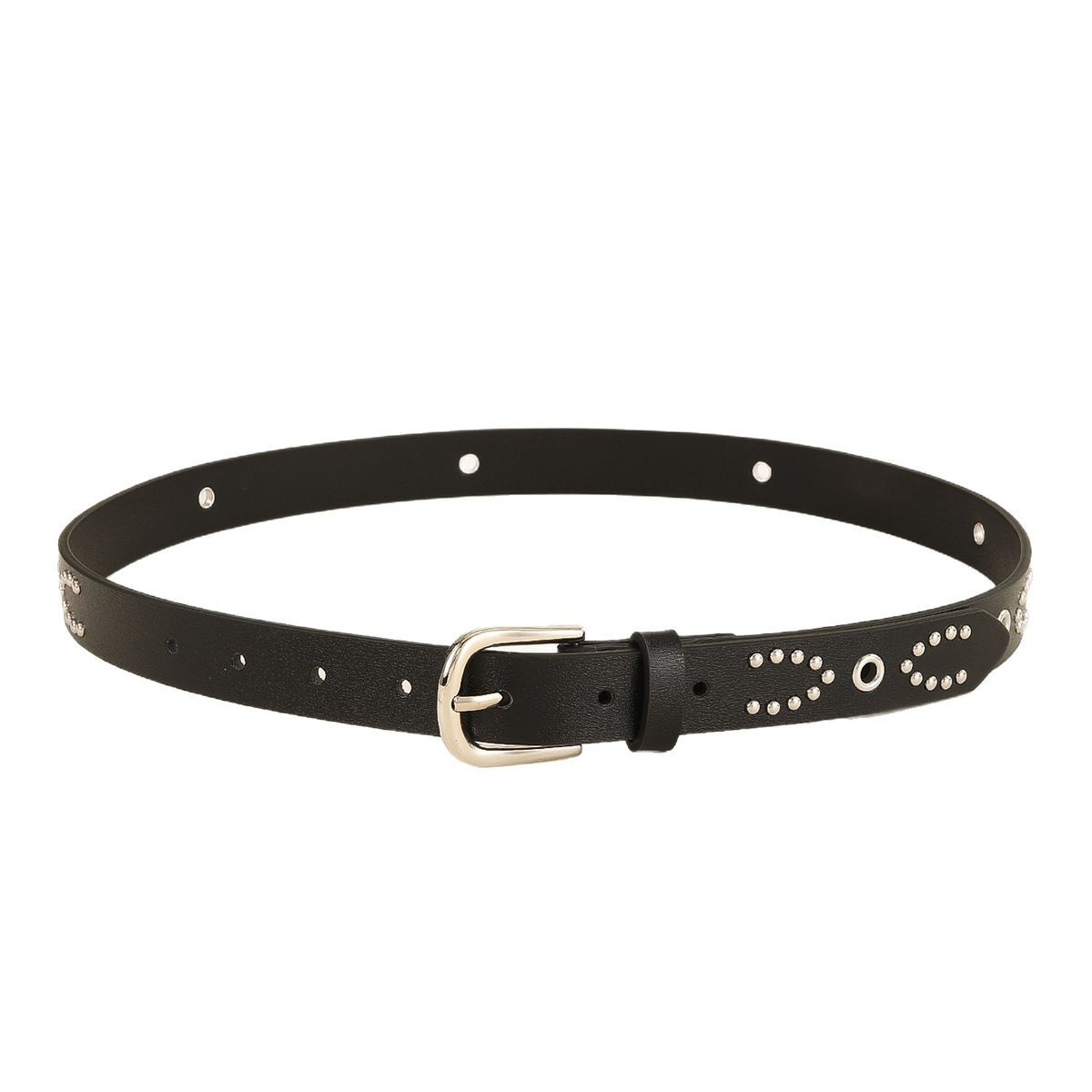 Vintage Studded Slim Belt | Classic Metal Buckle Waist Belt for Everyday Styling - Image 5