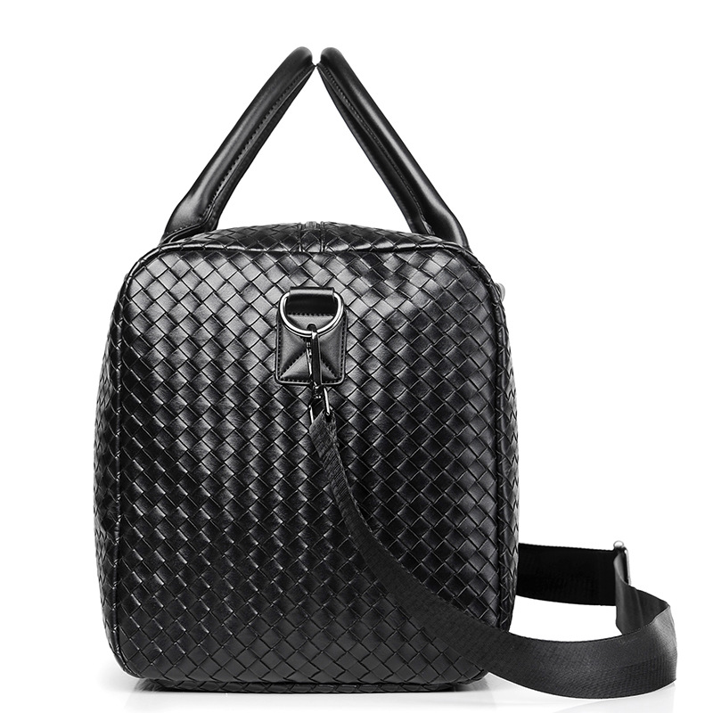 Luxury Woven Leather Travel Duffel Bag | Large Capacity Handbag & Shoulder Bag for Weekend Trips - Image 5