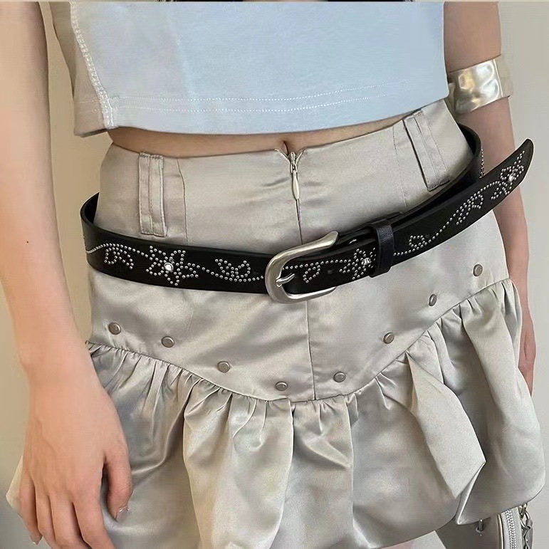 Y2K Studded Belt|Metal Buckle Design|Street Style Fashion Waist Belt - Image 3