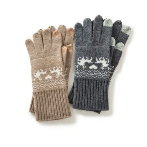 Unisex Nordic Reindeer Touchscreen Knit Gloves – Warm Winter Full Finger Gloves