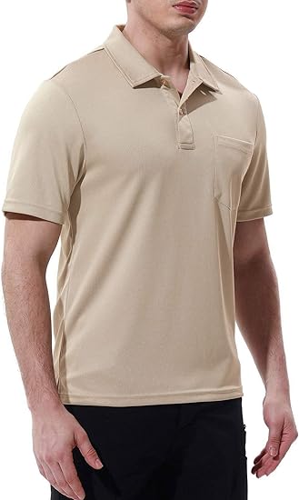Classic Men’s Polo Shirt | Solid Color Short Sleeve | Chest Pocket Design | Khaki Casual & Business Top - Image 5