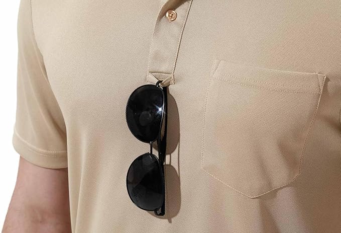 Classic Men’s Polo Shirt | Solid Color Short Sleeve | Chest Pocket Design | Khaki Casual & Business Top - Image 2