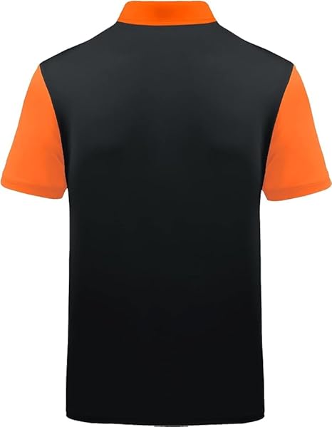 Men’s Performance Polo Shirt | Moisture-Wicking 4-Way Stretch Fabric | Orange & Black Gradient Graphic Sports Polo - Image 6