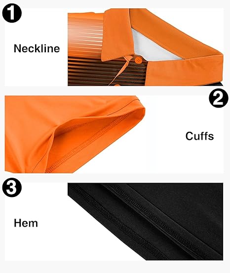 Men’s Performance Polo Shirt | Moisture-Wicking 4-Way Stretch Fabric | Orange & Black Gradient Graphic Sports Polo - Image 2