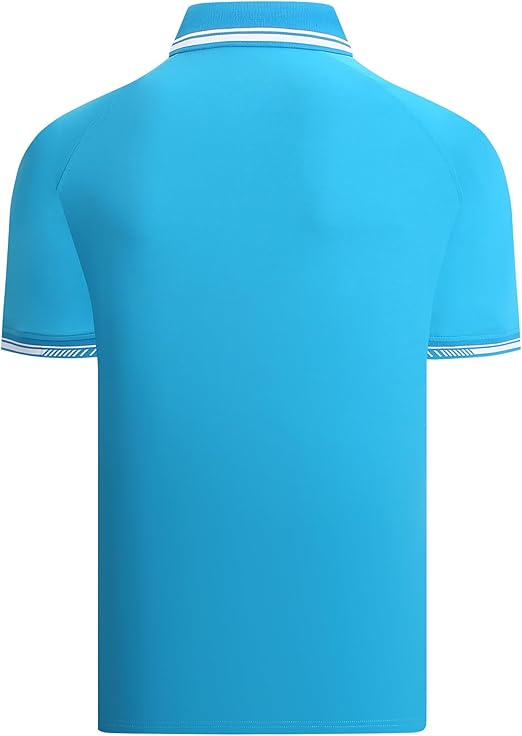 Men’s Performance Golf Polo Shirt | Quick-Dry Stretch Fabric | UPF 30+ Sun Protection | 90% Polyester + 10% Spandex | Sky Blue - Image 5