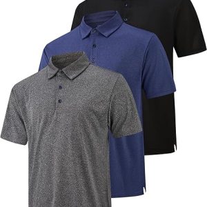 Men’s Lightweight Quick-Dry Polo Shirt | 3 Colors: Heather Grey / Navy / Black | Breathable Casual & Business Short Sleeve