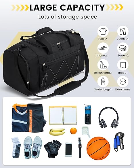 41L Large Capacity Travel Duffel Bag | Waterproof Gym Sports Bag with Wet Pocket | Lightweight Weekender Carry-On Bag - Image 3