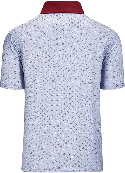 Men’s Printed Performance Golf Polo Shirt | Contrast Collar | Moisture-Wicking 4-Way Stretch | Lightweight Short Sleeve - Image 5