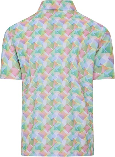 Men’s Colorful Geometric Print Golf Polo Shirt | Moisture-Wicking 4-Way Stretch | Lightweight Breathable Short Sleeve - Image 5
